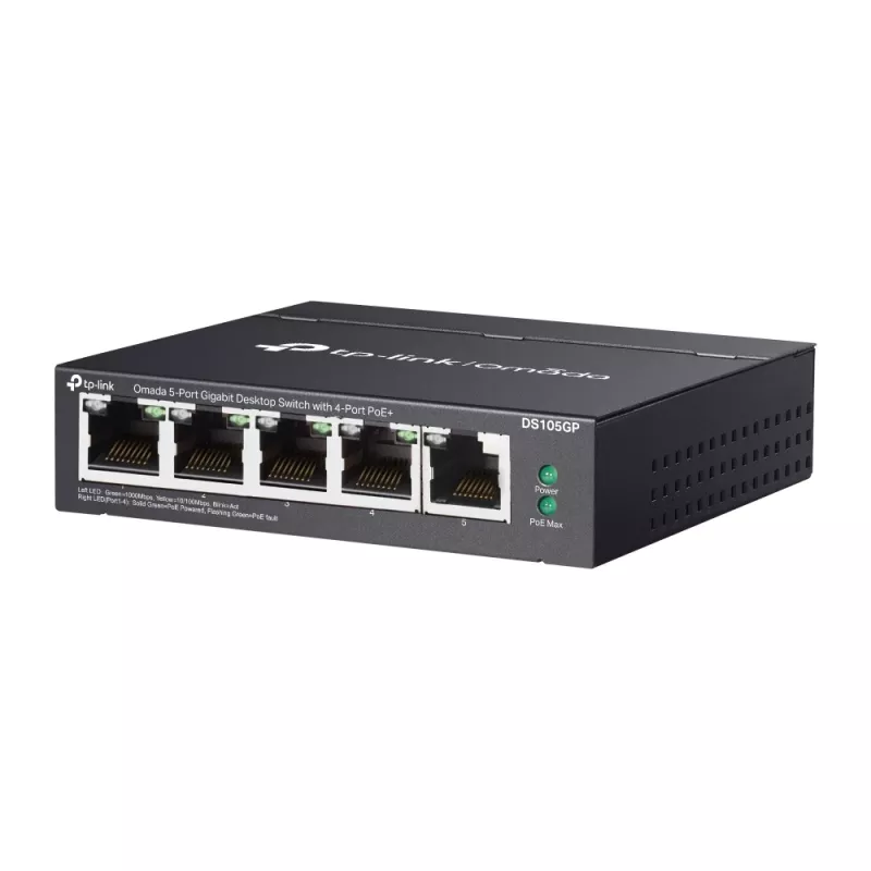TP-Link Omada DS105GP switch di rete unmanaged Gigabit Ethernet (10/100/1000) Power over Ethernet (PoE) nero