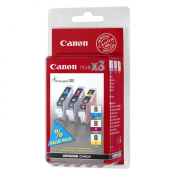 Canon CLI-8 C/M/Y cartuccia d'inchiostro 3 pezzi originale ciano, magenta, giallo