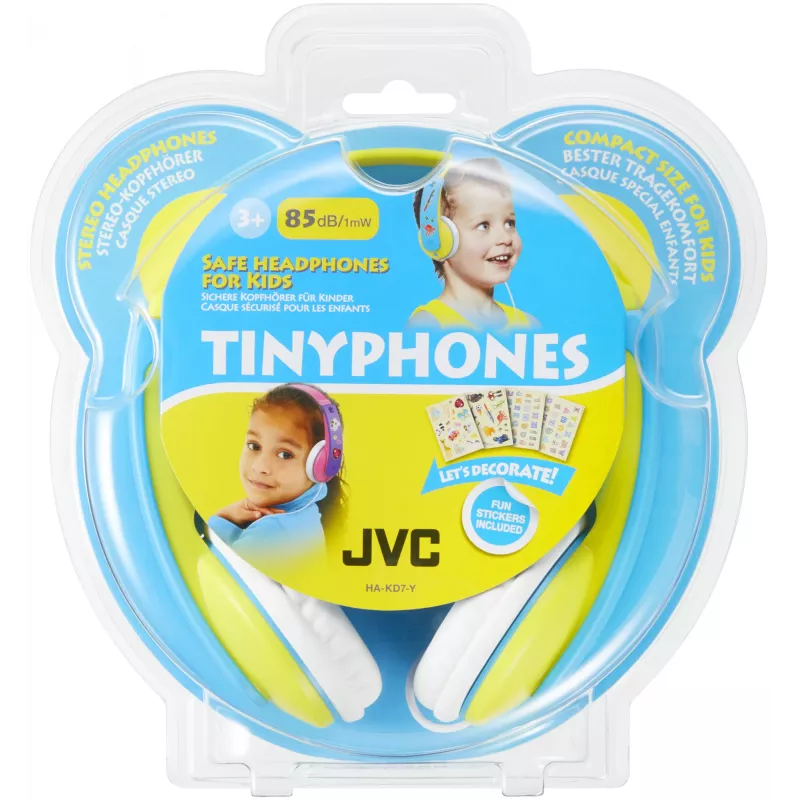 Cuffie JVC HA-KD7-Y-E con filo archetto posteriore musica blu, giallo