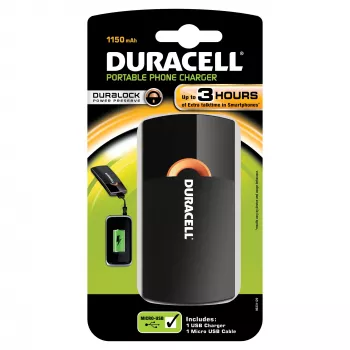 Caricabatterie mobile Duracell per cellulare nero USB interno, esterno