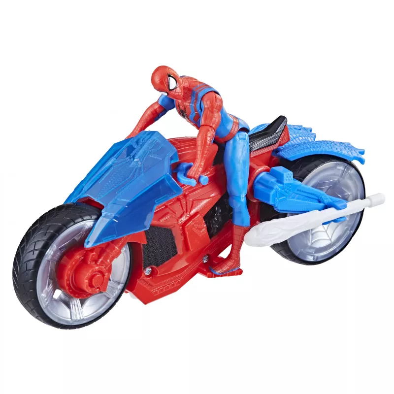 Marvel Spider-Man Spider-Man Web Blast Cycle set di gioco per bambini con action figure Spider-Man snodabile