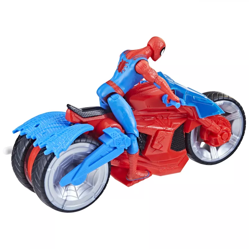 Marvel Spider-Man Spider-Man Web Blast Cycle set di gioco per bambini con action figure Spider-Man snodabile