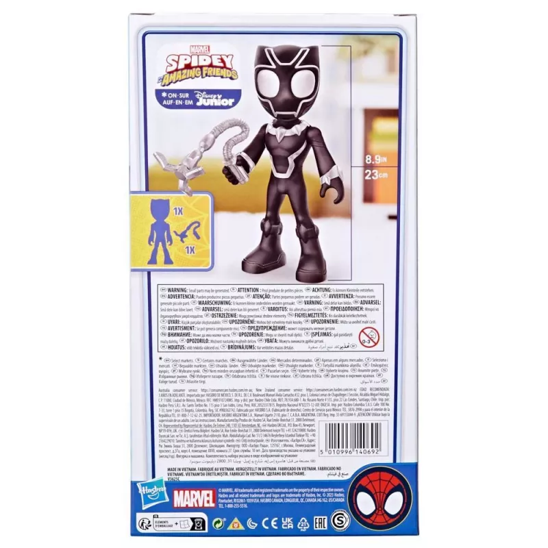 Marvel Spidey e i suoi super amici Supersized Black Panther action figure, giocattolo supereroe prescolare
