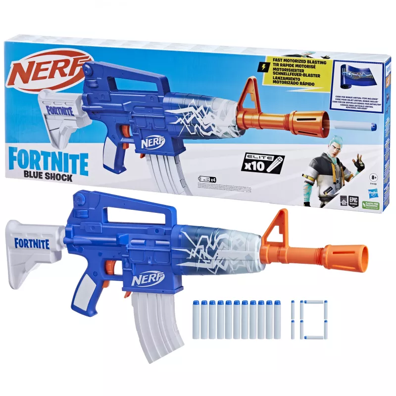 Nerf Fortnite Blue Shock, blaster giocattolo, 8 anni, 99 anni, Fortnite, 785 g
