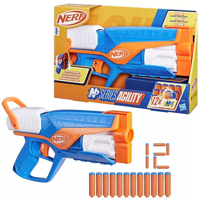 Blaster giocattolo NERF N Series Agility blu arancione bianco 8 anni