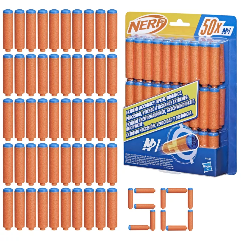 Nerf N Series N1-Darts 50x, ricarica, 8 anni, 50 pz., blu, arancione
