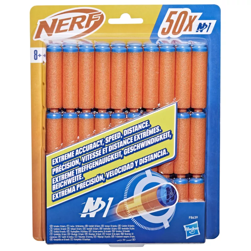 Nerf N Series N1-Darts 50x, ricarica, 8 anni, 50 pz., blu, arancione