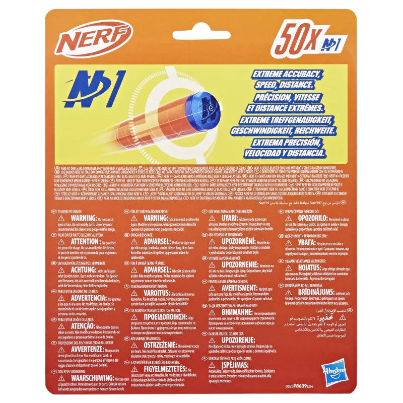 Nerf N Series N1-Darts 50x, ricarica, 8 anni, 50 pz., blu, arancione