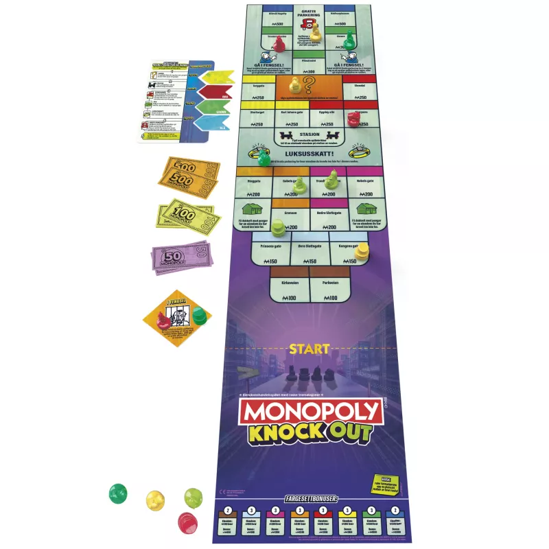 Monopoly Knockout gioco per la famiglia, giochi da tavolo veloci per età 8+, 2–8 giocatori, 20 min.