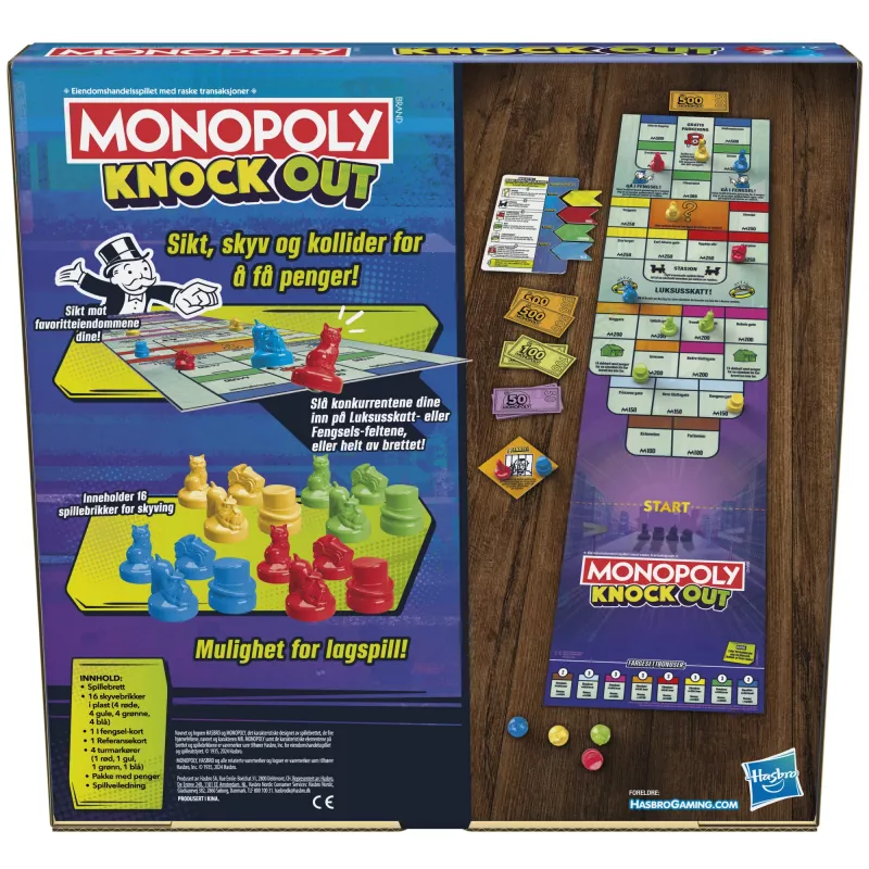 Monopoly Knockout gioco per la famiglia, giochi da tavolo veloci per età 8+, 2–8 giocatori, 20 min.