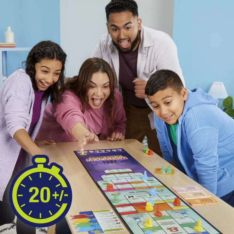 Monopoly Knockout gioco per la famiglia, giochi da tavolo veloci per età 8+, 2–8 giocatori, 20 min.