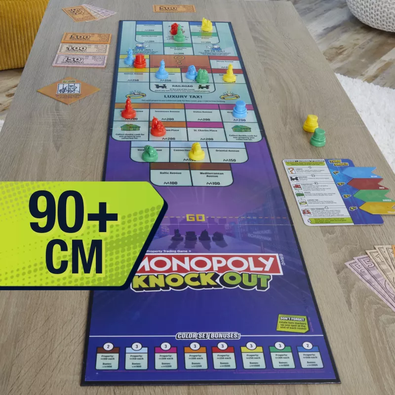 Monopoly Knockout gioco per la famiglia, giochi da tavolo veloci per età 8+, 2–8 giocatori, 20 min.