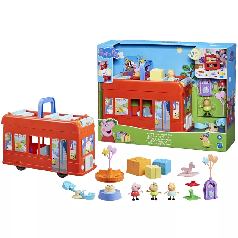 Peppa Pig 2-in-1 Party Bus, azione/avventura, 3 anni, multicolore, plastica