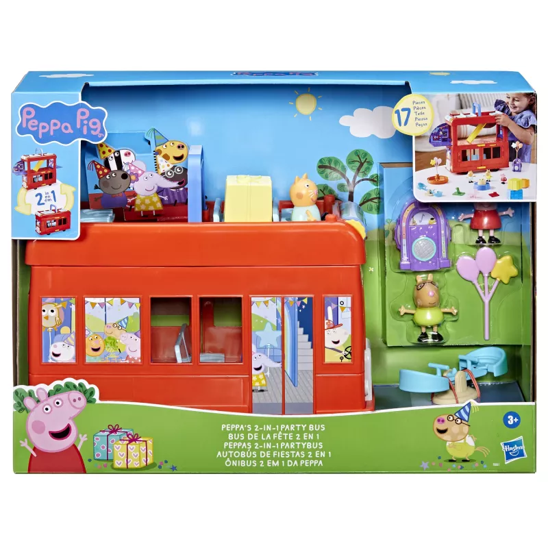 Peppa Pig 2-in-1 Party Bus, azione/avventura, 3 anni, multicolore, plastica