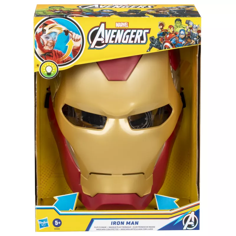 Marvel Avengers Iron Man maschera Flip FX, bambino, maschera viso, 5 anni, film, 1 pz.