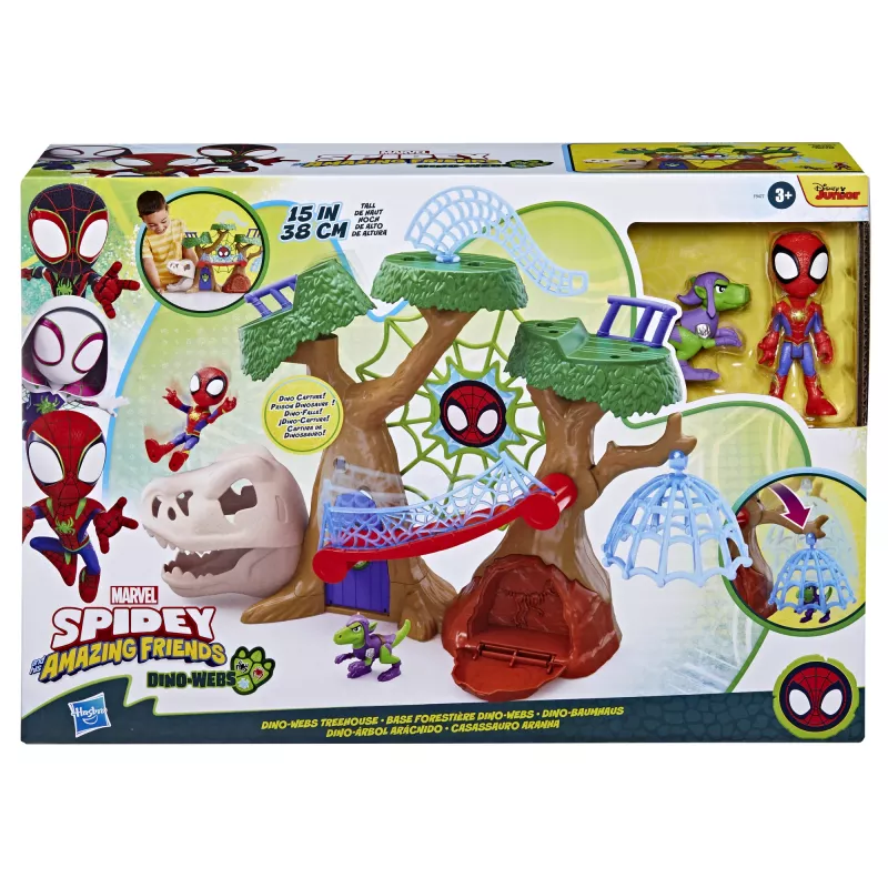 Set di gioco azione/avventura Hasbro Marvel Spidey e i suoi fantastici amici Dino-Webs casa sull'albero