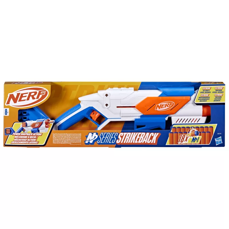 Blaster giocattolo Nerf N Series Strikeback blu arancione bianco 8+