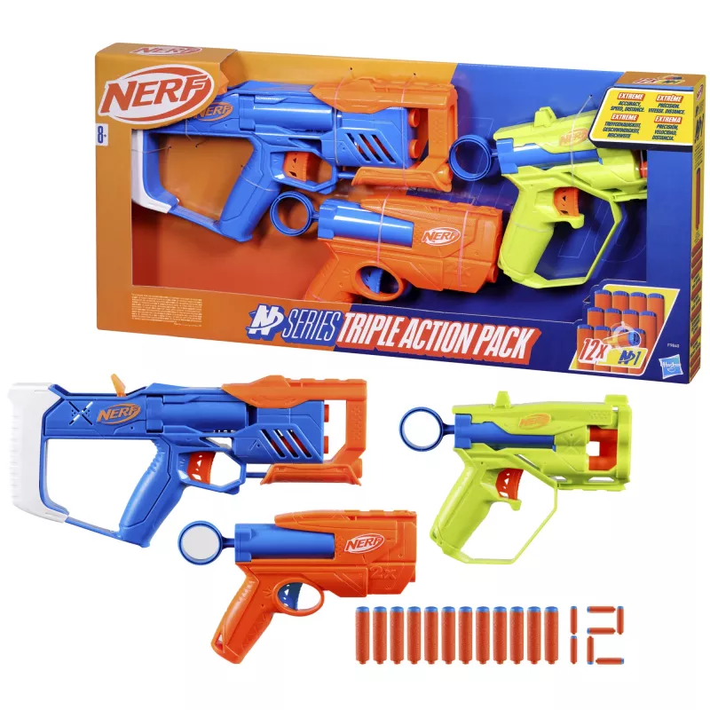 Nerf N Series Triple Action Pack, blaster giocattolo, 8 anni