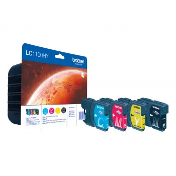 Brother LC1100HYVALBPDR Cartuccia d'inchiostro 4 pz. originale nero, ciano, magenta, giallo
