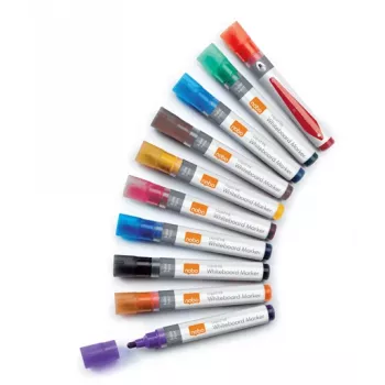 Nobo pennarelli per lavagna a inchiostro liquido punta tonda confezione da 10, 10 pz., multicolore, punta tonda, colori assortiti, 3 mm, 38 mm