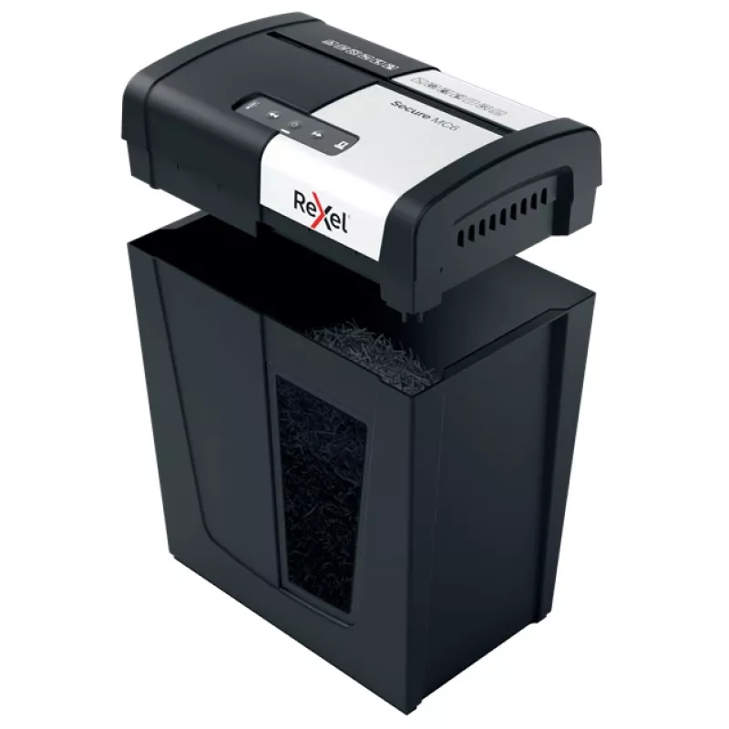 Rexel Secure MC6 Whisper-Shred distruggidocumenti microtaglio P5, microtaglio, 2 x 15 mm, 18 L, 175 fogli, 55 dB, pulsanti