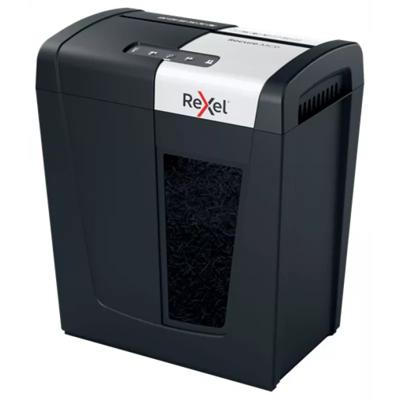 Rexel Secure MC6 Whisper-Shred distruggidocumenti microtaglio P5, microtaglio, 2 x 15 mm, 18 L, 175 fogli, 55 dB, pulsanti