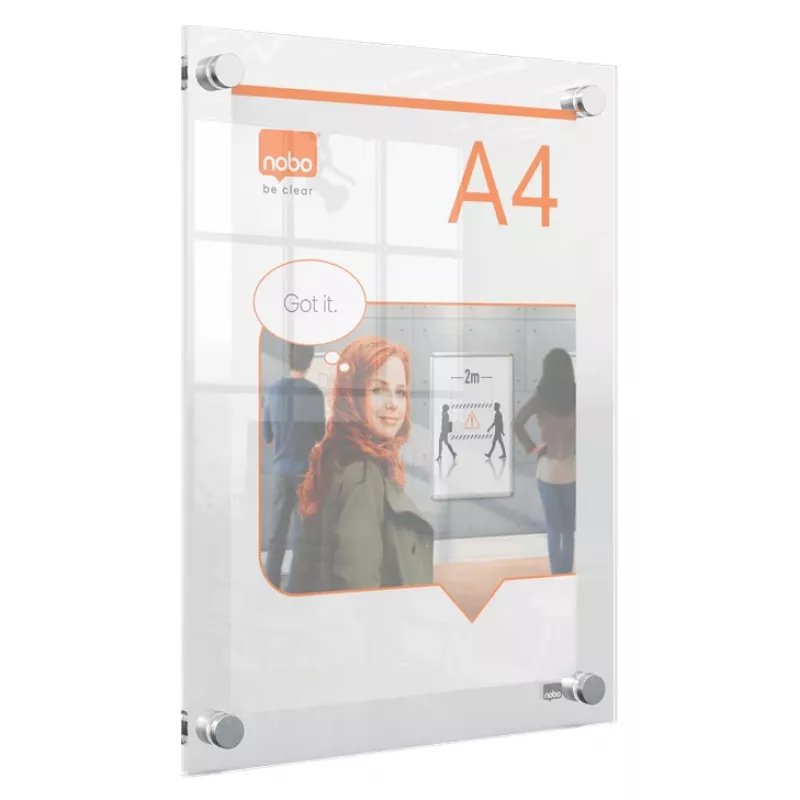 Nobo Premium Plus A4 cornice portaposter da parete in acrilico trasparente