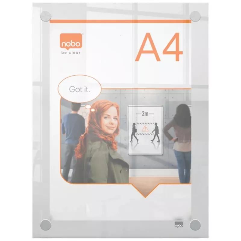 Nobo Premium Plus A4 cornice portaposter da parete in acrilico trasparente