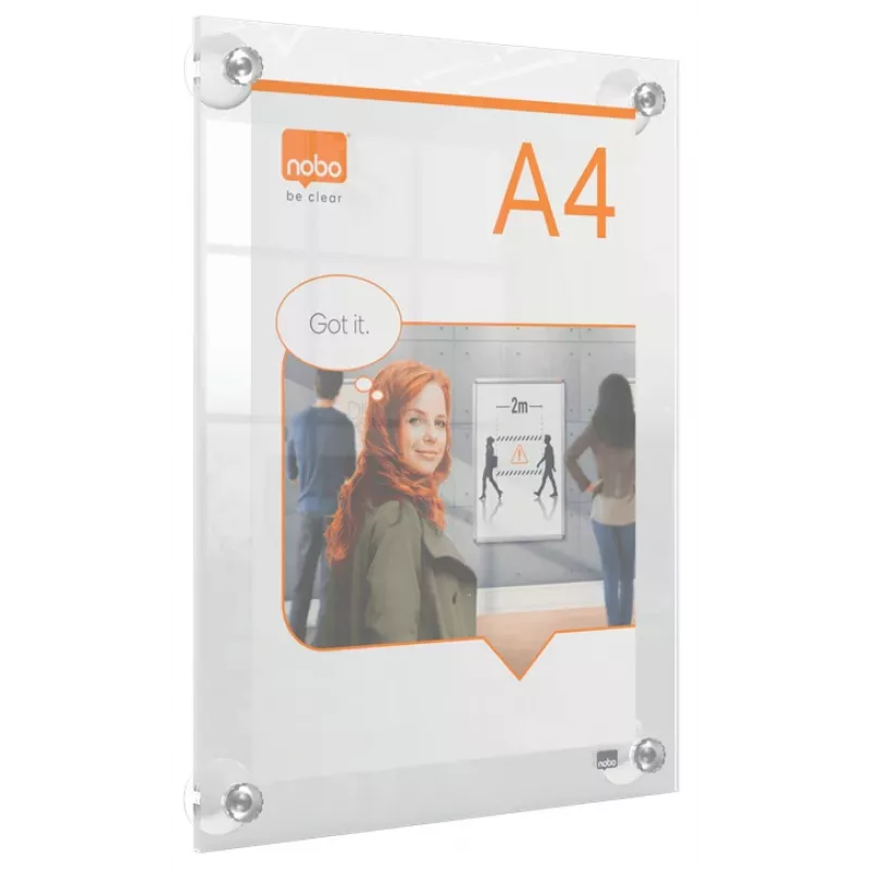Nobo Premium Plus A4 supporto da parete in acrilico trasparente per cornici portaposter intercambiabili