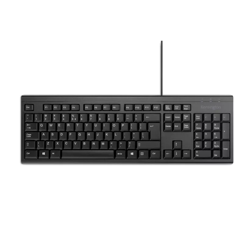 Kensington K63727ES, full-size (100%), con filo, USB, a membrana, QWERTY, nero