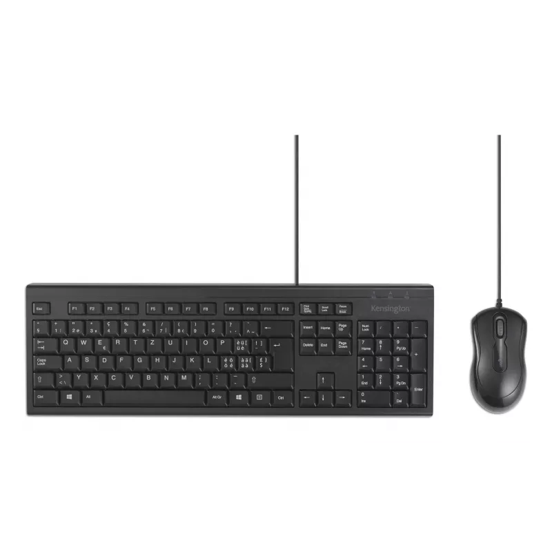 Kensington K75452CH, con filo, USB, a membrana, QWERTZ, nero, mouse incluso
