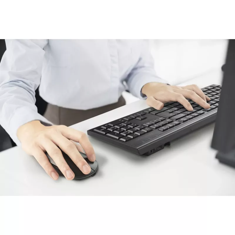 Kensington K75560BE, wireless, RF wireless + Bluetooth, a membrana, AZERTY, nero, mouse incluso