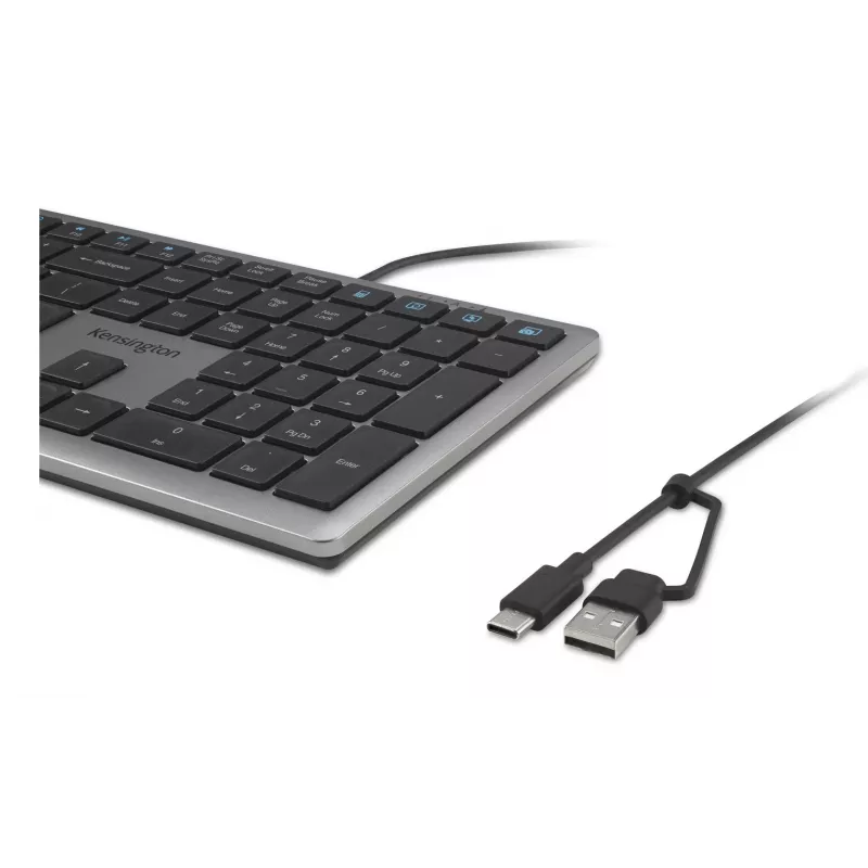 Kensington KB515 EQ tastiera USB-C/USB-A con filo, full-size (100%), con filo, USB, switch a forbice, QWERTY, grigio