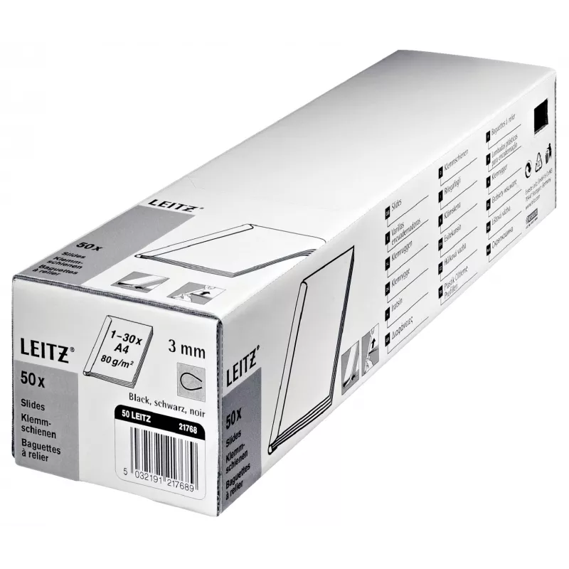 Leitz raccoglitore a scorrimento A4 3 mm, nero, 30 fogli, plastica, A4, 80 mm, 65 mm