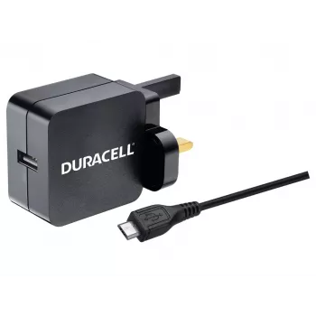 Duracell caricabatterie da parete 2.4A e cavo micro-USB 1M, interno, AC, 2.4 A, nero