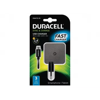 Duracell caricabatterie per telefono/tablet 2.4A, interno, AC, 5 V, 2,4 A, nero