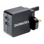 Duracell 2x2,4A caricabatterie USB per telefono/tablet, uso interno, AC, 5 V, nero
