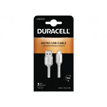 Duracell cavo sync/ricarica 1 metro bianco, 1 m, USB-A, Micro-USB-A, 2.0, bianco
