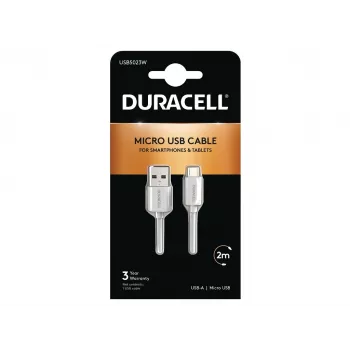 Duracell cavo sync/ricarica 2 metri bianco, 2 m, USB A, Micro-USB A, 2.0, bianco