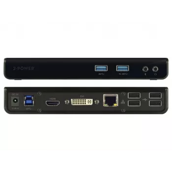 2-Power docking station USB 3.0 Dual Display, docking, 3,5 mm, USB Type-A, USB Type-B, 10,100,1000 Mbit/s, nero, 5 Gbit/s