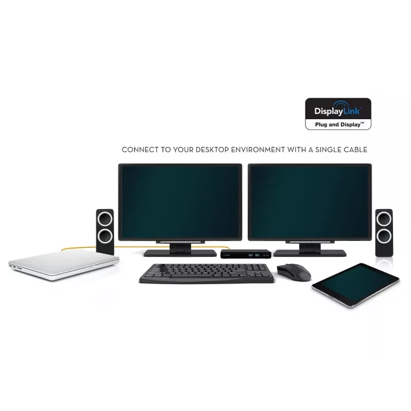 2-Power docking station USB 3.0 Dual Display, docking, 3,5 mm, USB Type-A, USB Type-B, 10,100,1000 Mbit/s, nero, 5 Gbit/s