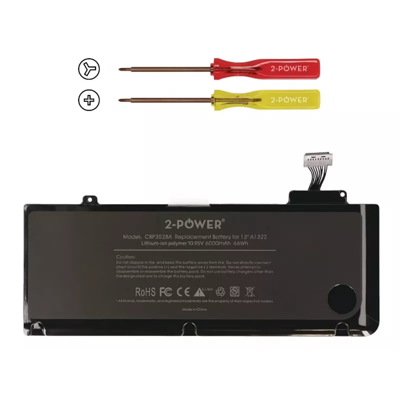 2-Power 10,95 V 6000 mAh Li-Polymer batteria ricaricabile per laptop, batteria, Apple MacBook Pro 13 inch A1278, metà 2009 (EMC2326)