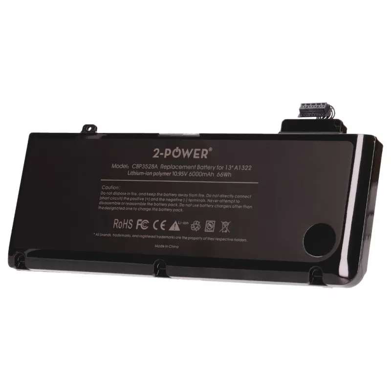 2-Power 10,95 V 6000 mAh Li-Polymer batteria ricaricabile per laptop, batteria, Apple MacBook Pro 13 inch A1278, metà 2009 (EMC2326)