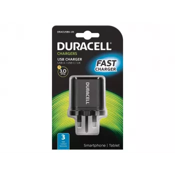 Caricabatterie da interno Duracell Type-C e Type-A, AC, nero
