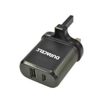 Caricabatterie da interno Duracell Type-C e Type-A, AC, nero