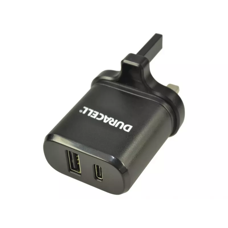 Caricabatterie da interno Duracell Type-C e Type-A, AC, nero