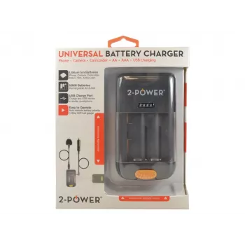 Caricabatterie universale per fotocamera 2-Power – retail, agli ioni di litio (Li-Ion), AA, AAA, No