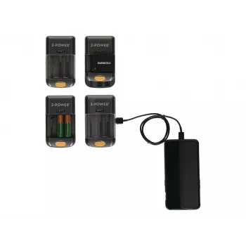 Caricabatterie universale per fotocamera 2-Power – retail, agli ioni di litio (Li-Ion), AA, AAA, No
