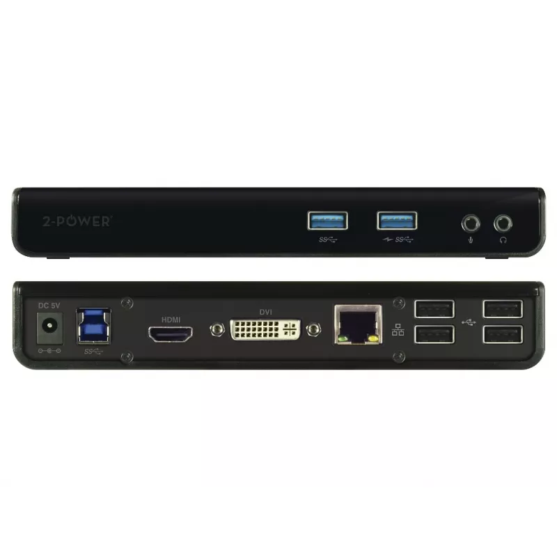 Docking station/replicatore di porte per laptop 2-Power DOC0110A con filo USB 3.2 Gen 1 (3.1 Gen 1) Type-B nero