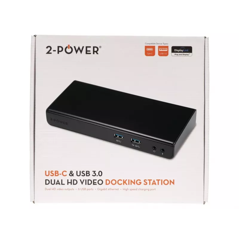 Docking station/replicatore di porte per laptop 2-Power DOC0110A con filo USB 3.2 Gen 1 (3.1 Gen 1) Type-B nero